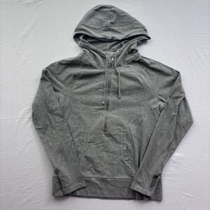 GapBody Mens Quarter Zip Hoodie Gray Raglan Thumbhole Pullover L Casual